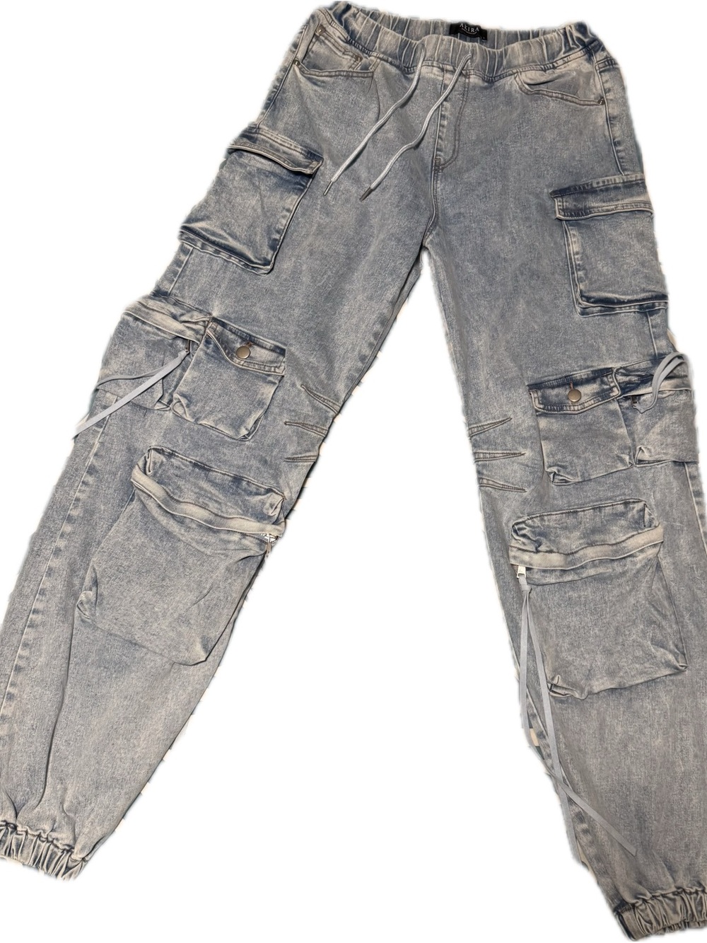 Akira Gray Cargo Jogger Jeans - Drawstringe Waist - Picture 1 of 3